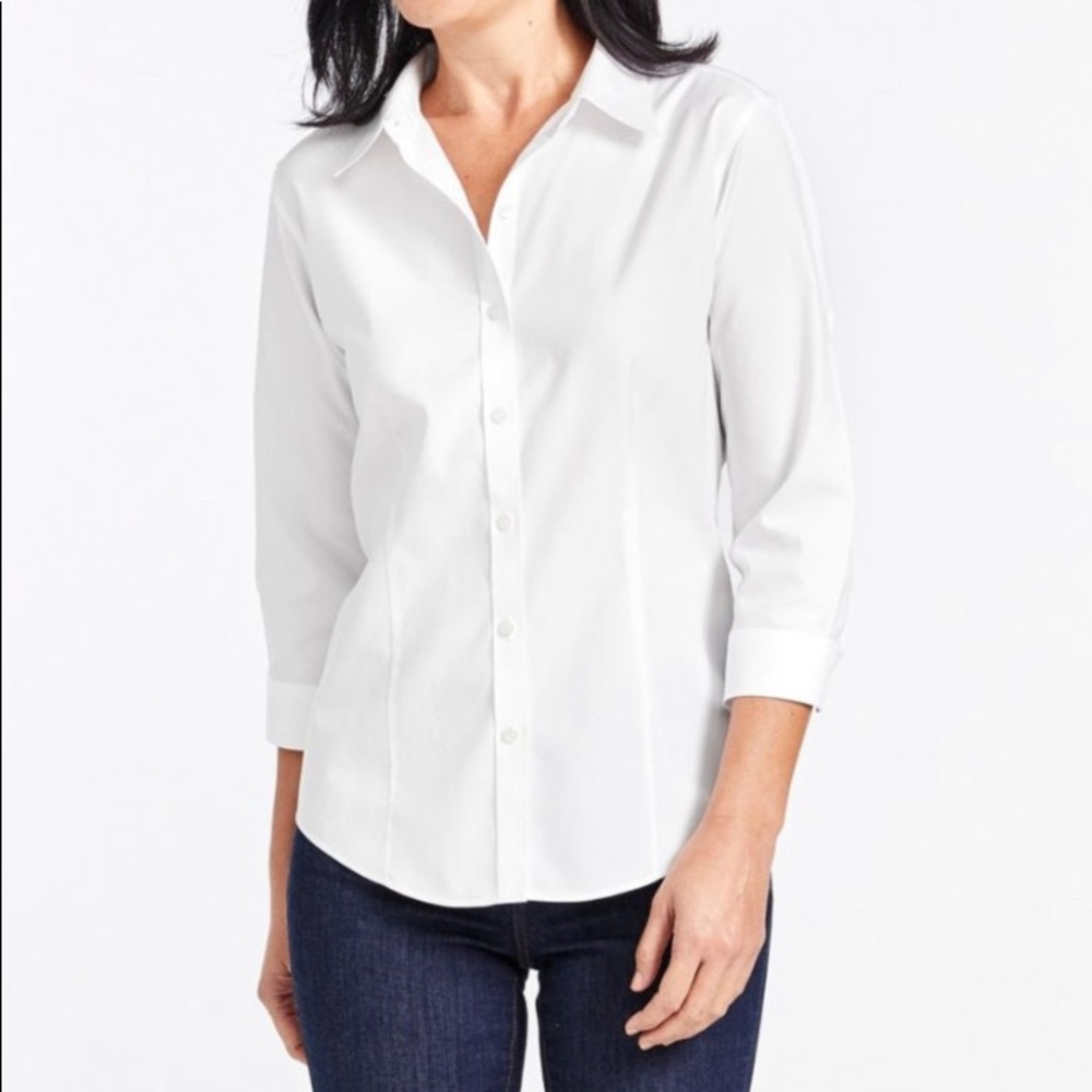 LL Bean White Wrinkle-Free Oxford